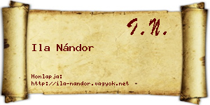 Ila Nándor névjegykártya